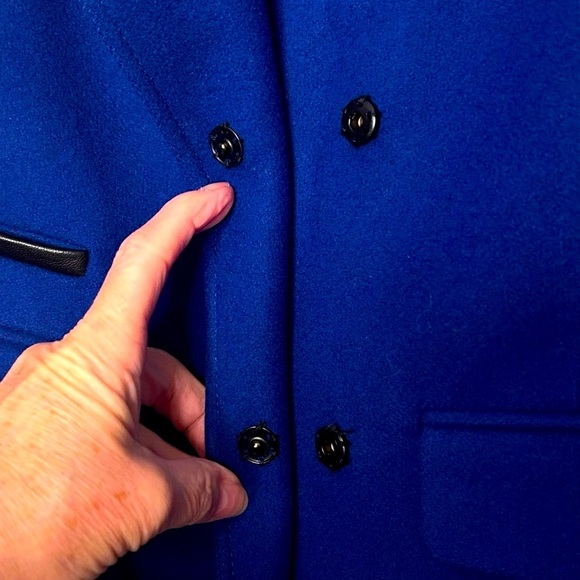 Reiss Royal Blue Flap Lapel Collared Snap Front Cashmere Blend Coat Sz XS - Picture 9 of 12
